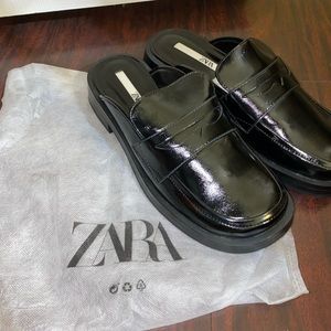 zara open back low heel loafers 👞